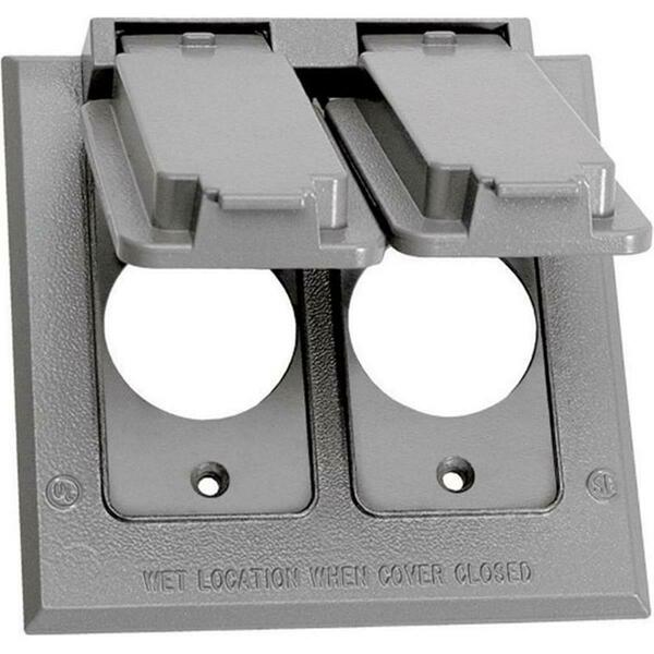 Sigma Electric Electrical Box Cover, 2 Gang, Square, Metal Die-Cast, Round Receptacle 3460367